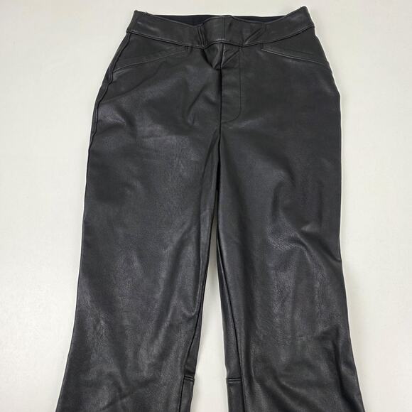 Spanx Pants Womens Small Black Flare Faux Leather‎ Pull On High Rise Stretch - Picture 3 of 13